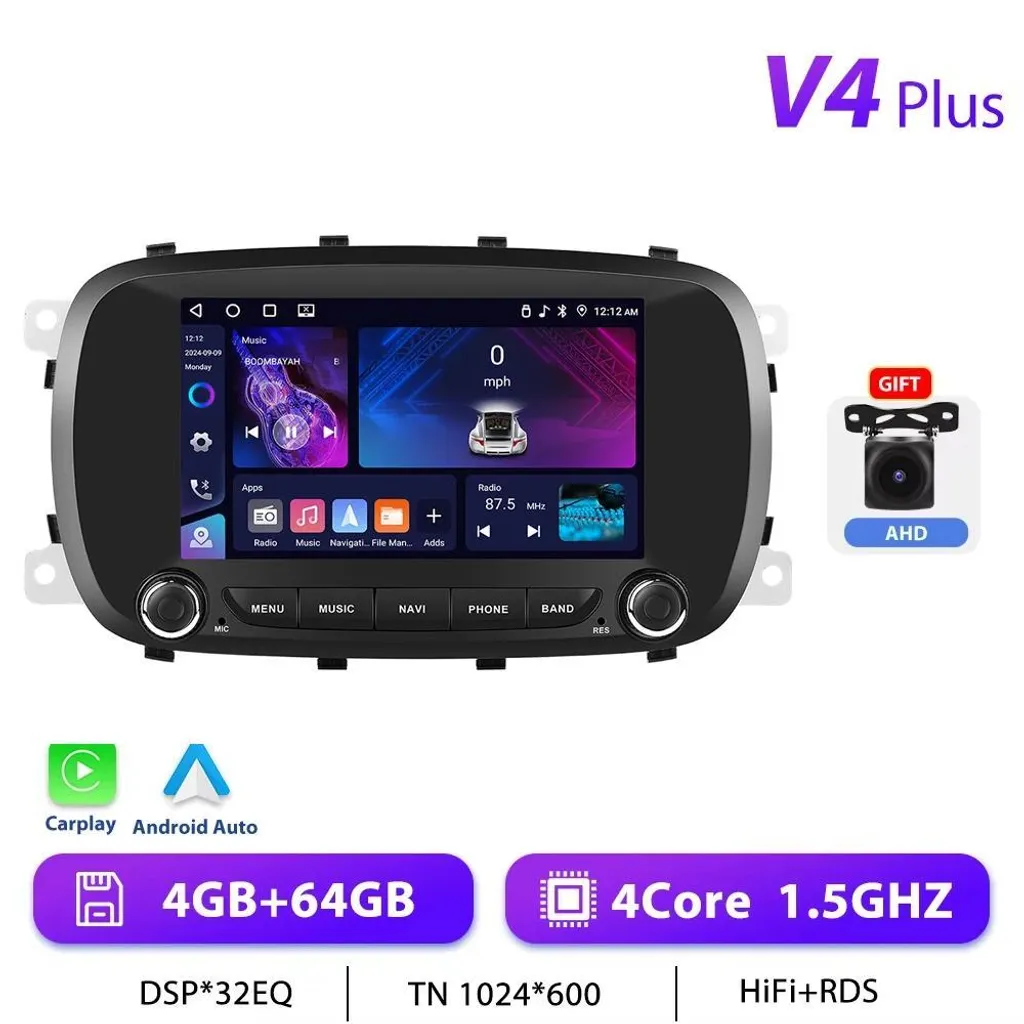 Autoradio GPS Android 13 pour Fiat 500X système de navigation 2DIN