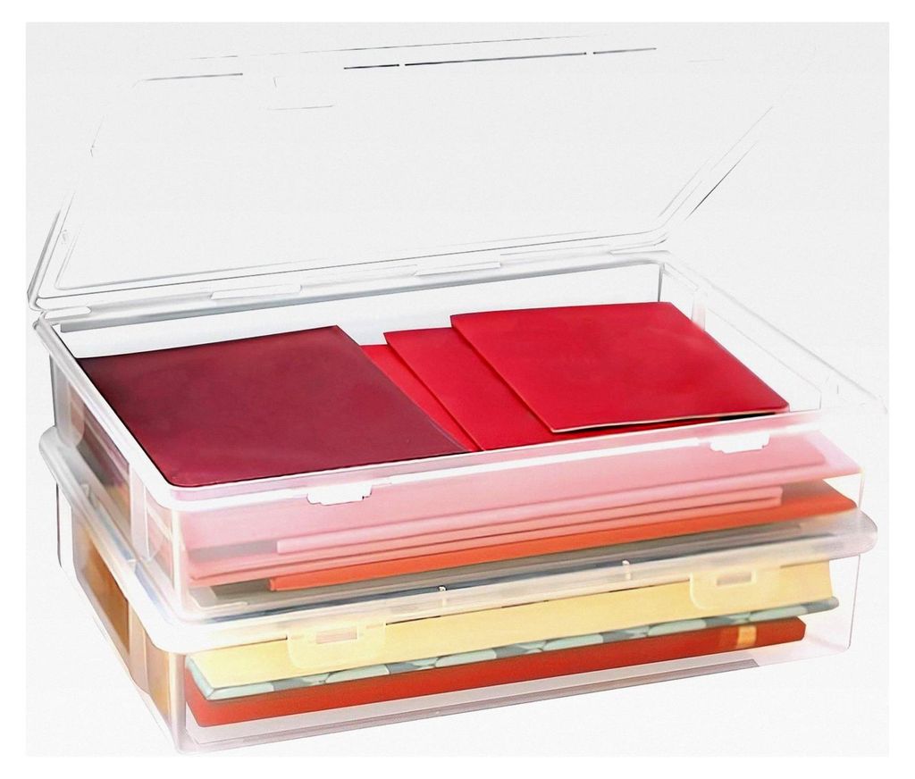 Aufbewahrungsbox mit Deckel, 2er Set, rechteckig für A4-Papier, stapelbar mit verriegelbaren Deckeln für Dokumente, Briefe, Sammelalben, Zeitschr...