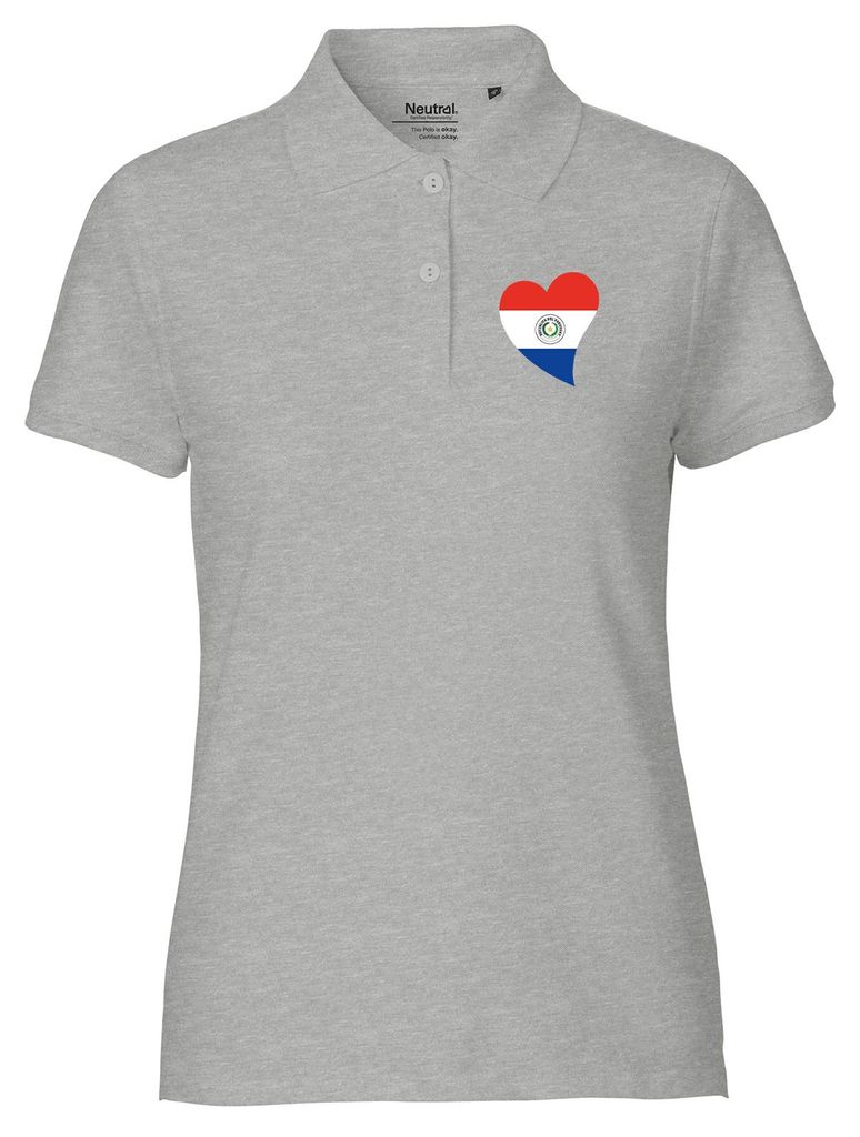 Huuraa Damen Polo Shirt Paraguay Flagge Herz XL Sport Grey Bio Baumwolle Fairtrade Poloshirt Geschenkidee