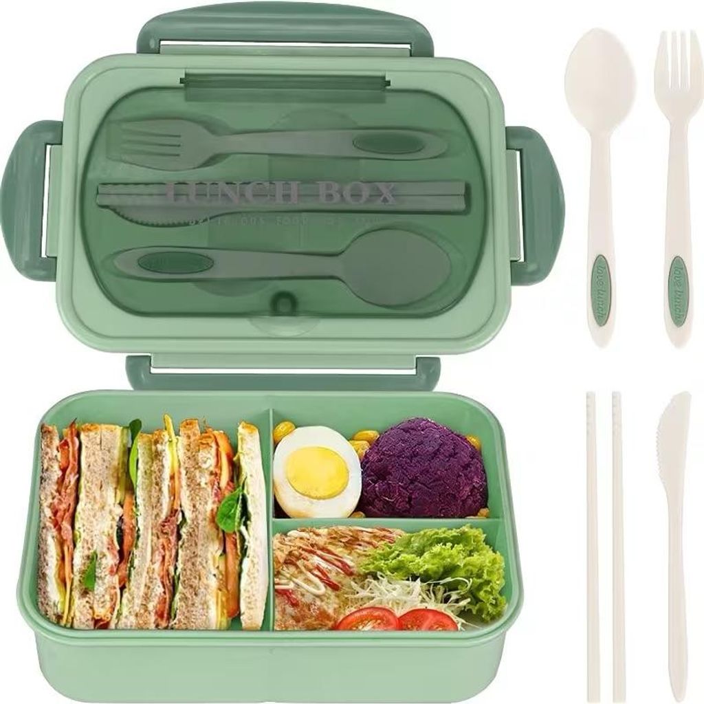 Bento Lunchbox 1000 ml, nepropustný, bez BPA, 3 přihrádky, Obrázek produktu 