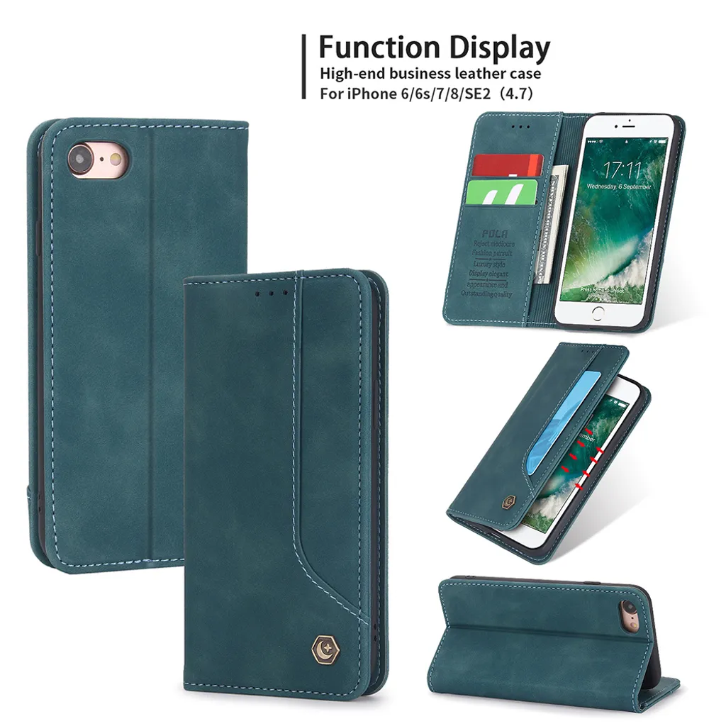 Cover Portafoglio iPhone 8/7/SE Blu: Custodia Professionale Business
