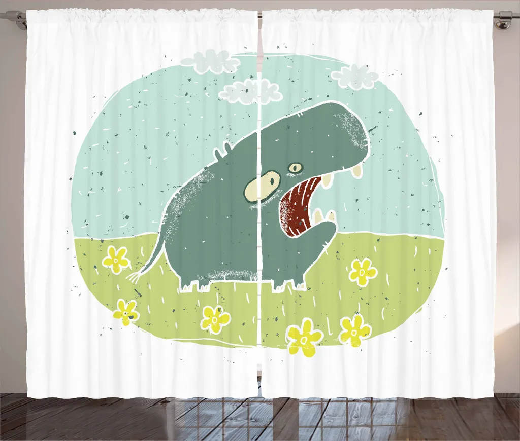 Tenda Rustica Retro Ippopotami ABAKUHAUS 280x245 cm - Emozioni in Casa
