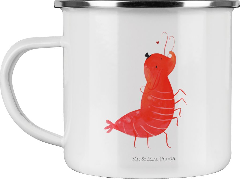Mr. & Mrs. Panda Teetasse Garnele Franzose - Weiß - Geschenk, Kaffeepott, Meer, Teebecher, Französisch, metallbecher, becher emaille, Pott, Krabbe