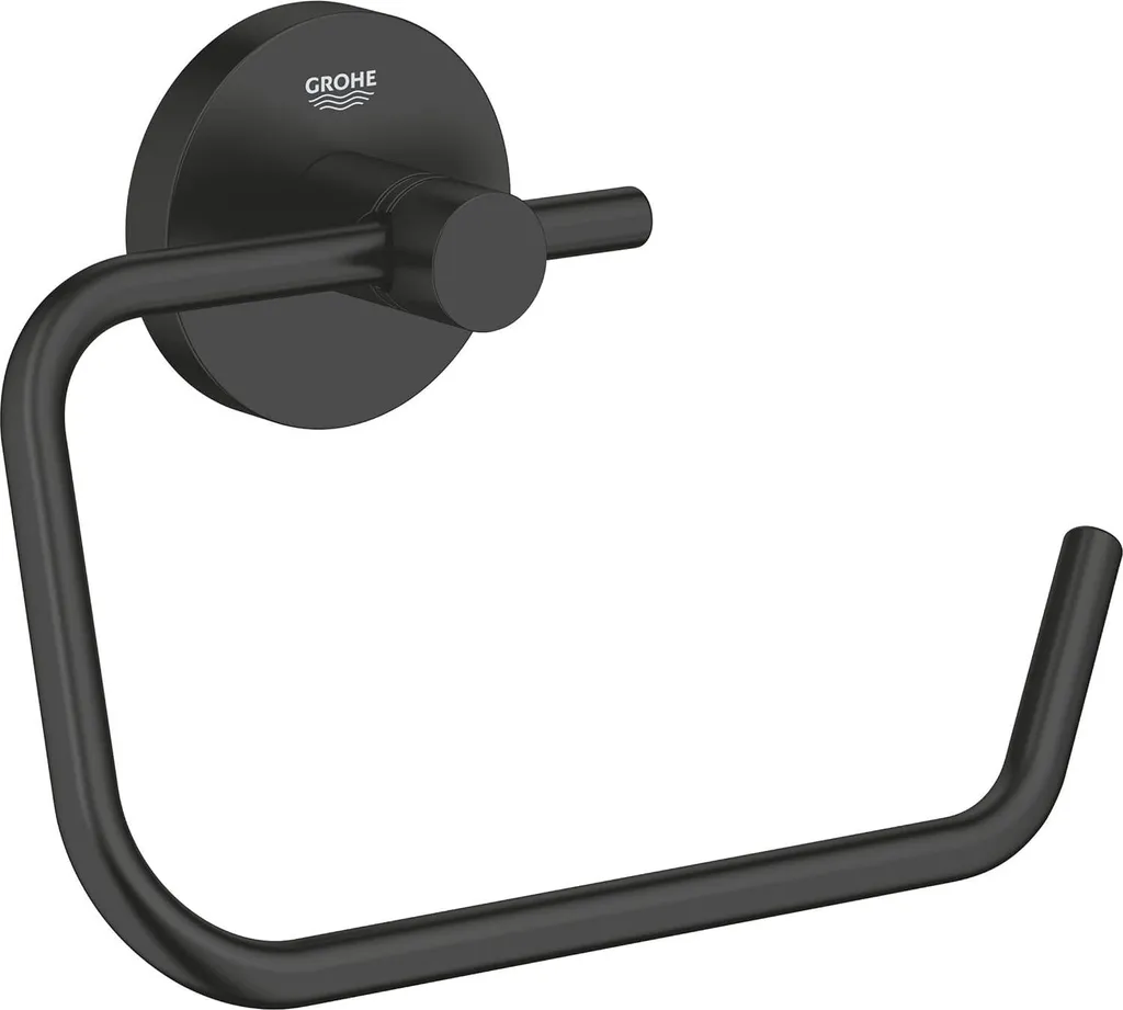 Porte-rouleau WC design noir mat sans couvercle - Modèle mural QuickFix