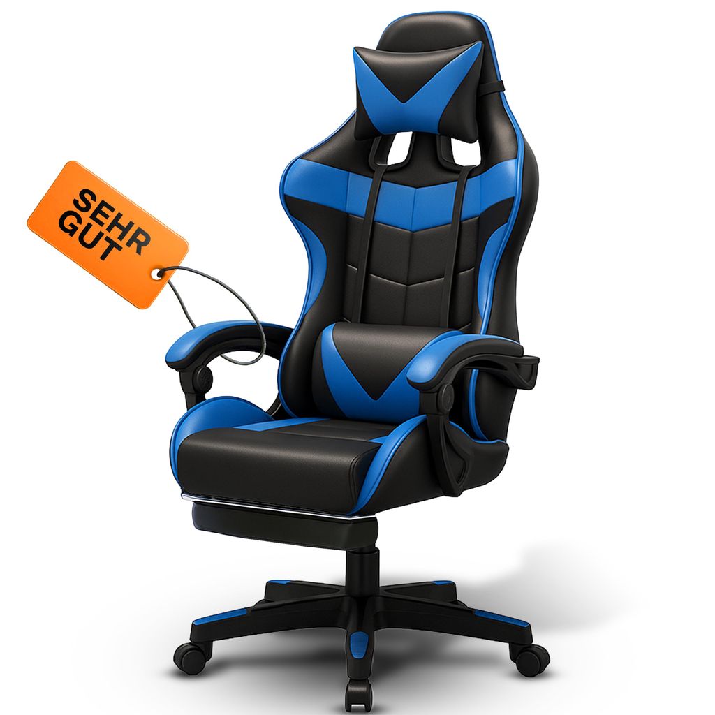 Gaming Stuhl Bürostuhl Schreibtischstuhl mit Fußstütze, Produktbild 
