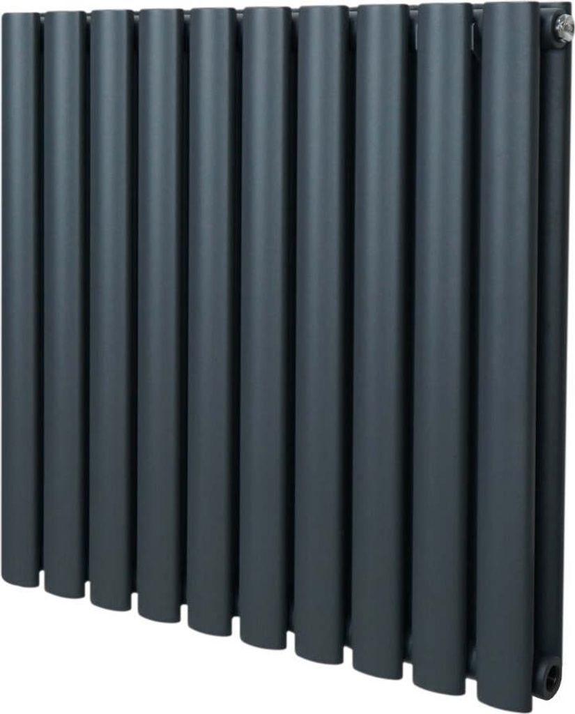 Oválny rúrkový radiátor - 600 mm x 600 mm - antracitovo Obrázok produktu 