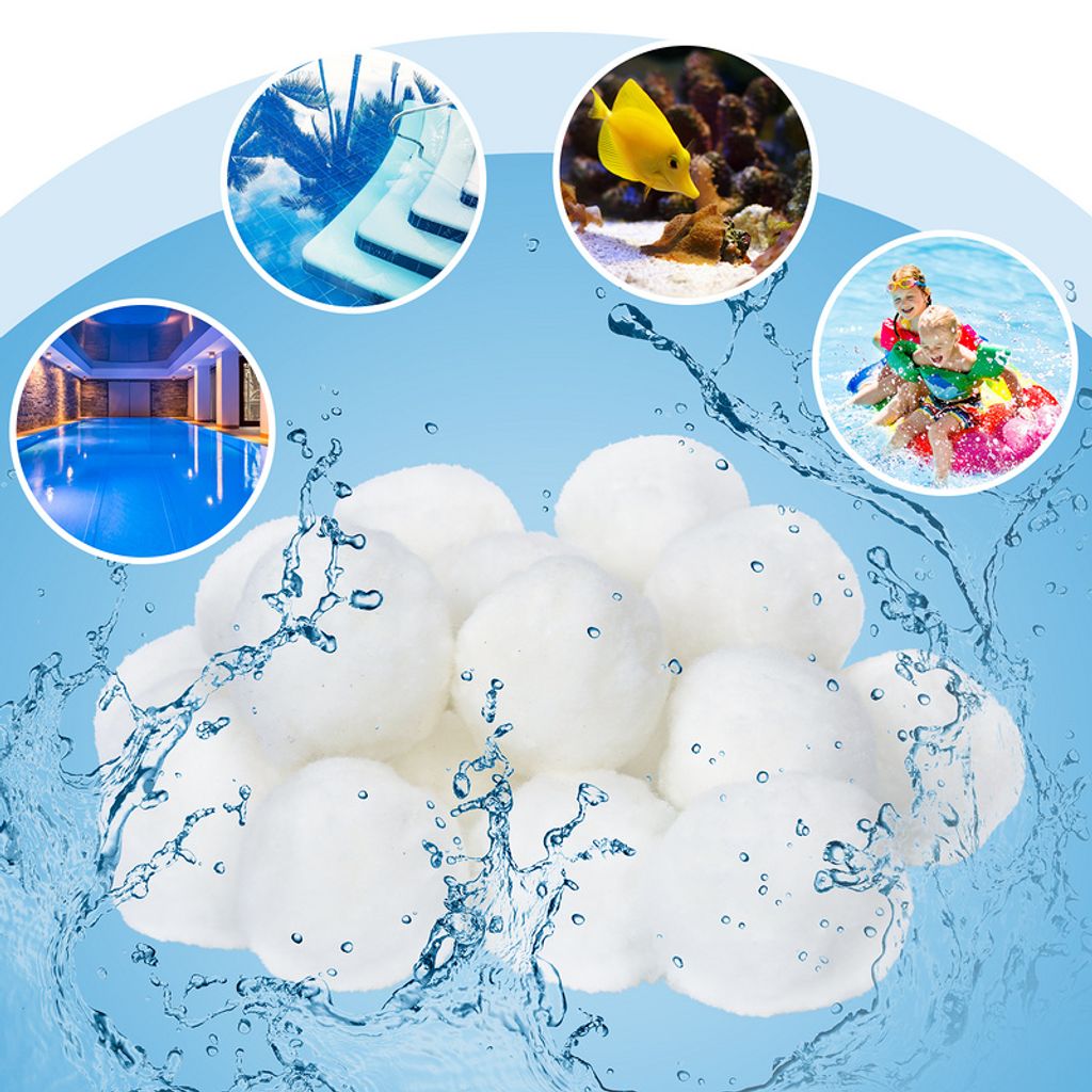 Jopassy 2100g Filter Balls 700g ersetzen 25 kg Filtersand, Filterbälle für Pool, Schwimmbad, Filterpumpe- Weiß