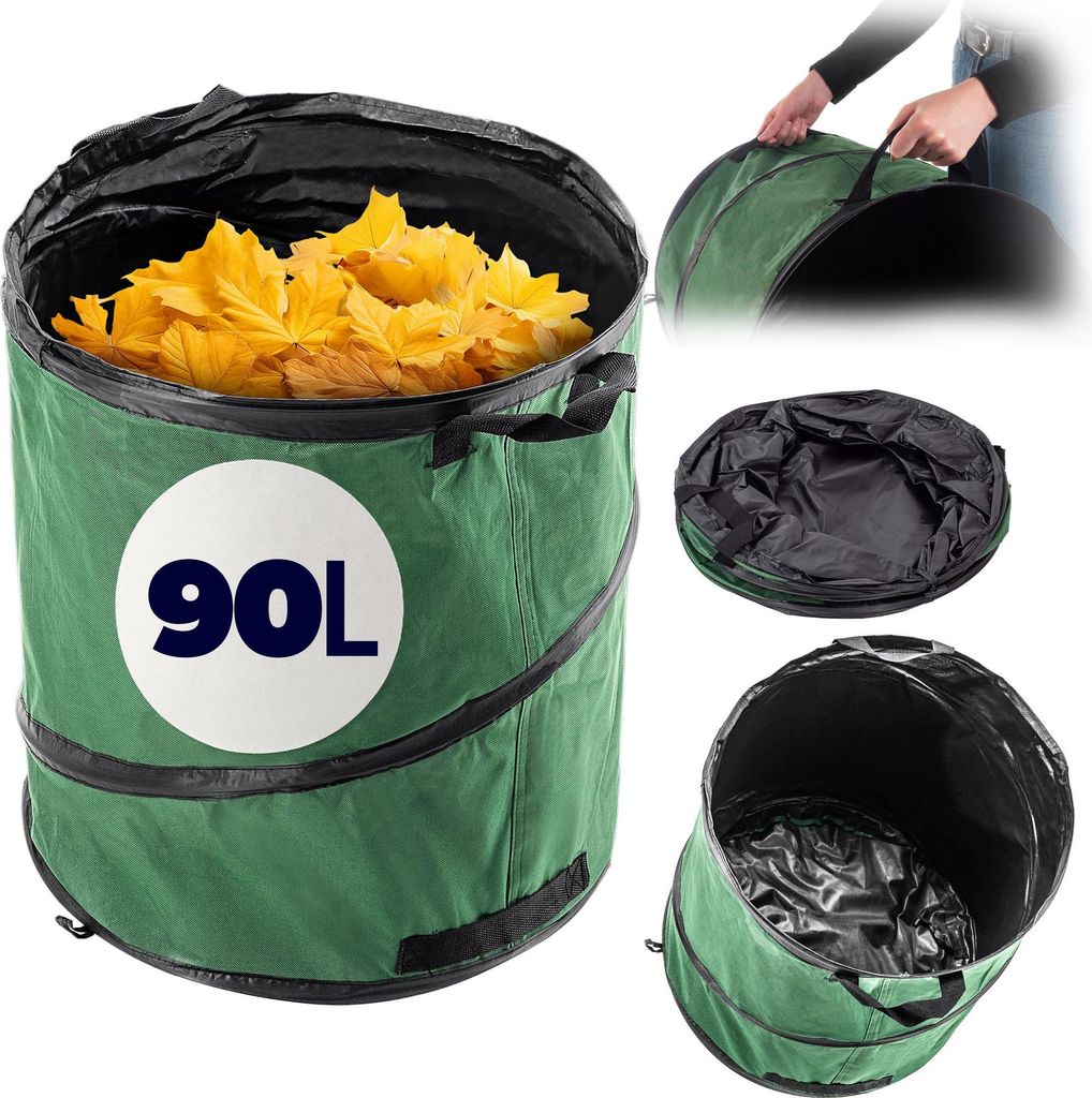 KADAX Gartenabfallsack 90L, Faltbarer Gartensack für Gartenabfälle, Pop Up Laubsack, Grünschnittsack mit Tragegriffen, Gartensäcke für Gartena...