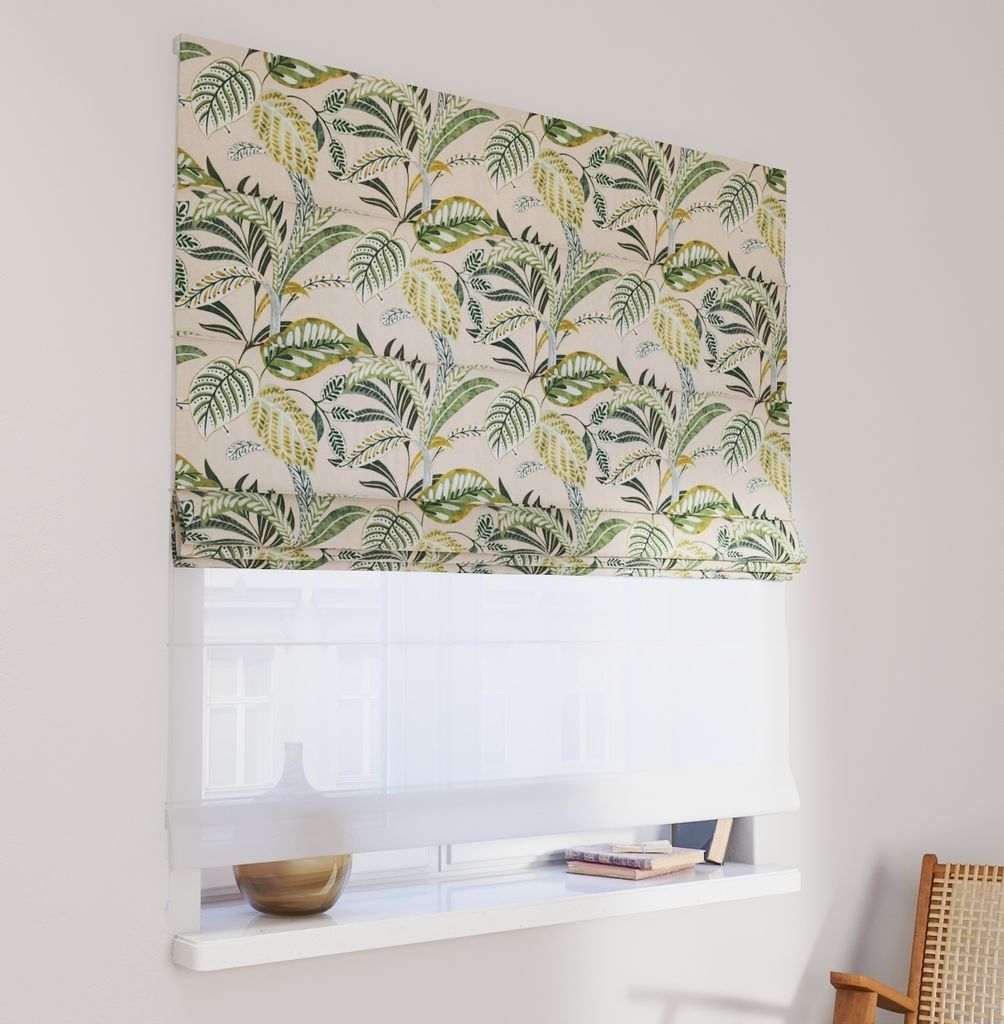 Dekoria Doppelraffrollo Duo, olivgrün, beige, 120 x 150 cm