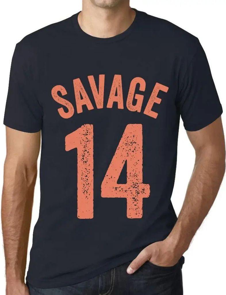 Herren Grafik T-Shirt Savage 14 Geschenk 14. Geburtstag Jahrestag 14 Jahre Jubiläum 14 Jährige Mann Jahrgang 2010 Kurzarm Lustige Druck