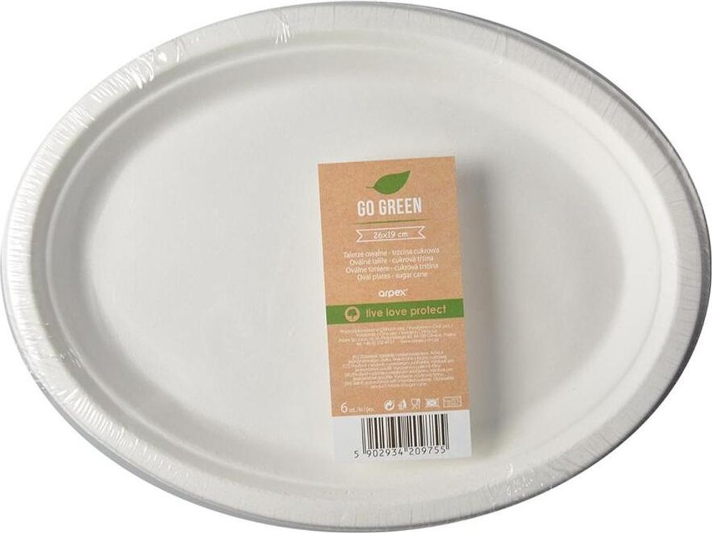 Ovale Teller „Zuckerrohr“, 26 x 19 cm, 6 Stück – Arpex