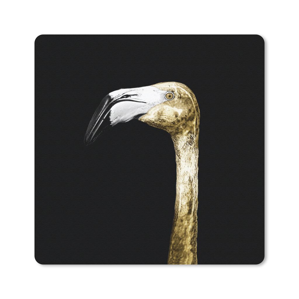 MuchoWow Mauspad Mousepad Flamingo - Vogel - Gold 30x30 cm - Mousepads - Maus Mat - Pad - Mausunterlage - Gaming