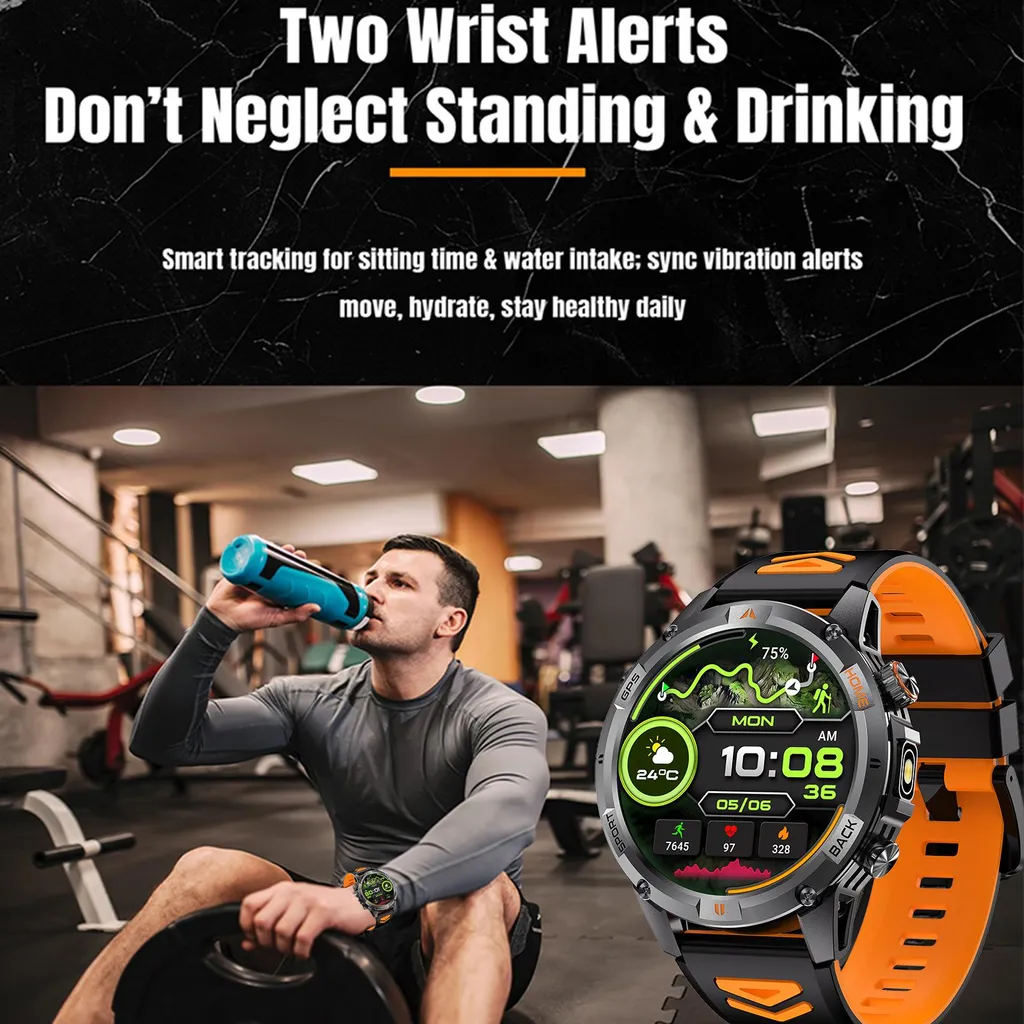 Montre de sport connectée GPS haute résolution 360x360 noir et orange - 5