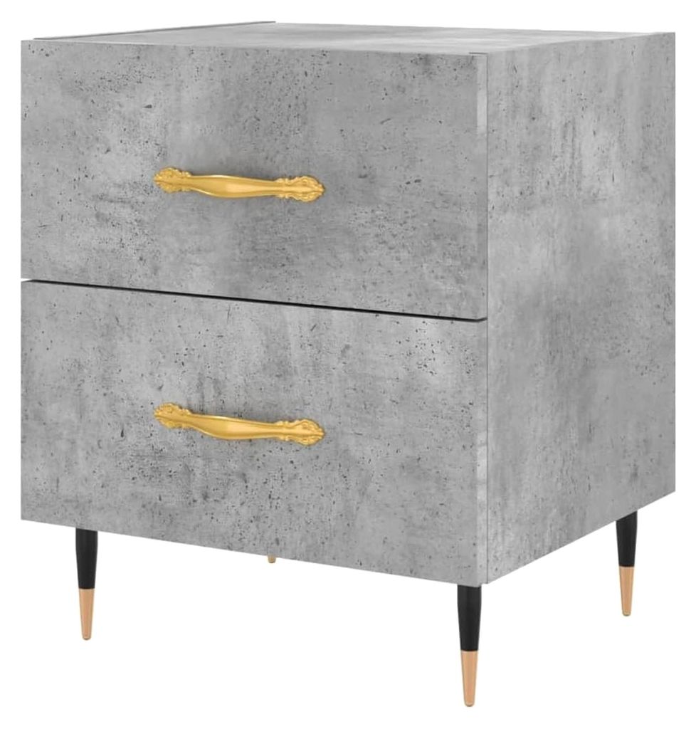 Nachttisch, Nachtschrank mit viel Stauraum, Kommode für Schlafzimmer, Nachttischschrank Beistelltisch Aufbewahrung Nachtkästchen, Betongrau Holzw...