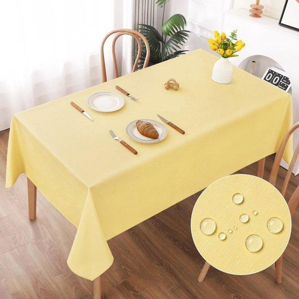 Gelbes, wassbares Tischdecken 140x240cm, Polyester, krasbeständig