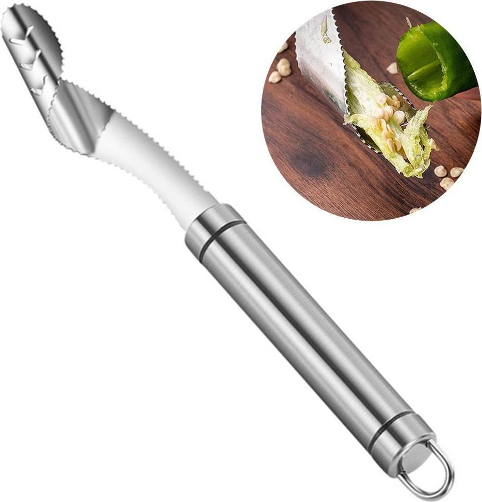 Pfeffer Entkerner Soft Grip Edelstahl gezahnt Entferner Multifunktionale Samen Entferner Küche Kochen Zubehör