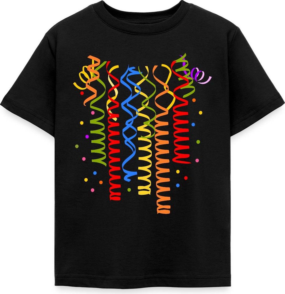 Spreadshirt Karneval Konfetti Luftschlangen Outfit Kinder T-Shirt, 110/116 (5-6 Jahre), Schwarz
