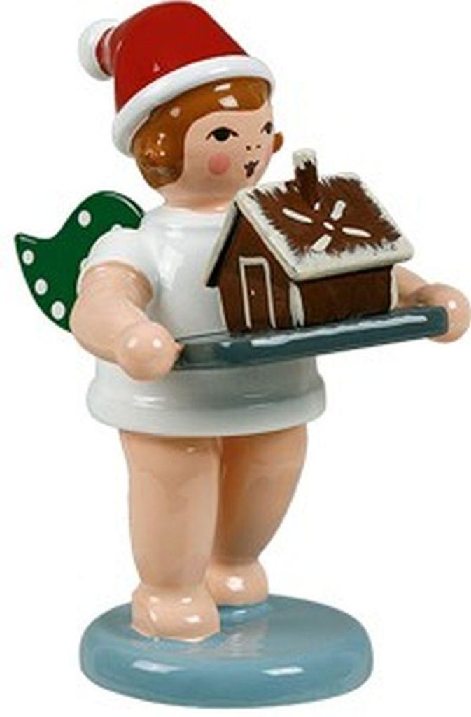 Weihnachtsfigur Engel mit Krone und Lebkuchenhaus Höhe 6cm NEU