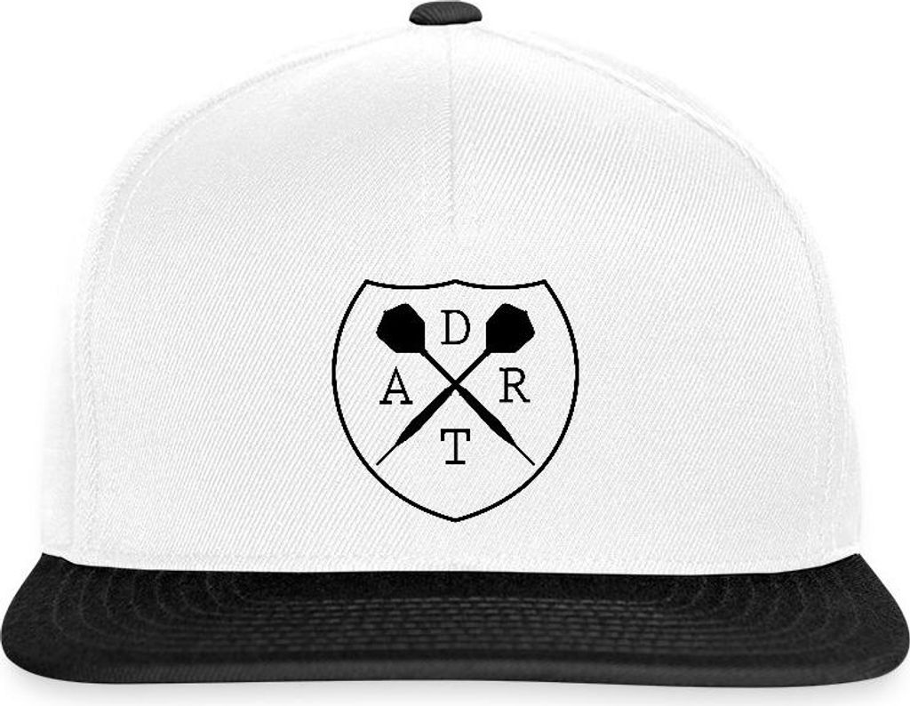 Spreadshirt Dart Darts Dartsfan Dartpfeil Wappen Schwarz Snapback Cap, One size, Weiß/Schwarz