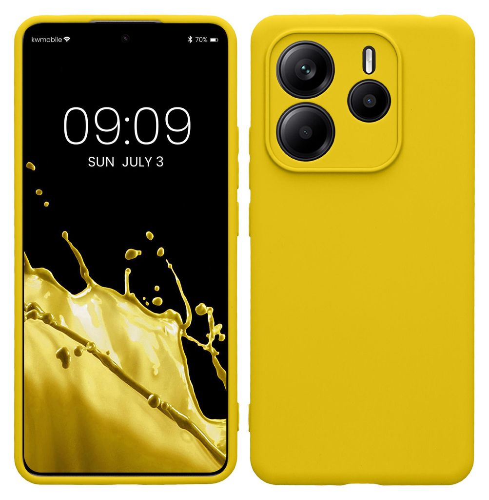 kwmobile Handyhülle für Xiaomi Redmi Note 14 5G (Nicht für 4G) Hülle - weiches Handy Silikon Case - Schutzhülle Cover - Strahlend Gelb