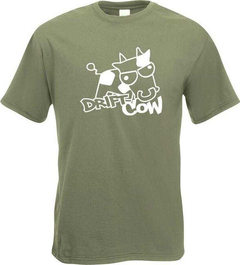 Kiwistar - T-Shirt - Olive - Drift Cow sauer böse Kuh Herren Funshirt Bedruckt Design Sprüche Spruch Motive - mit Motiv Bedruckt - Funshirt Desig...