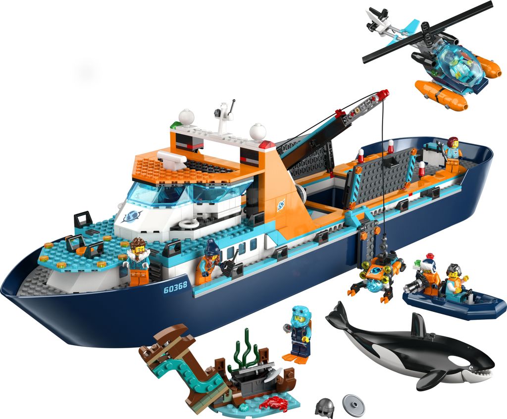 LEGO 60368 City Arctische Onderzoeksschip, groot drijvend Productafbeelding 
