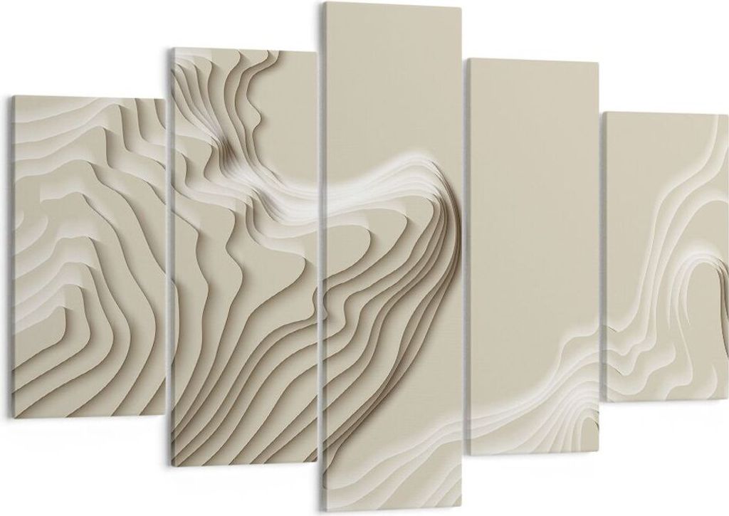 Bild auf Leinwand - Leinwandbild - 5 Teile - Dreidimensional cremig strukturell - 150x100cm Wand Bild Wanddeko Wandbilder Leinwanddruck Bilder Wand...