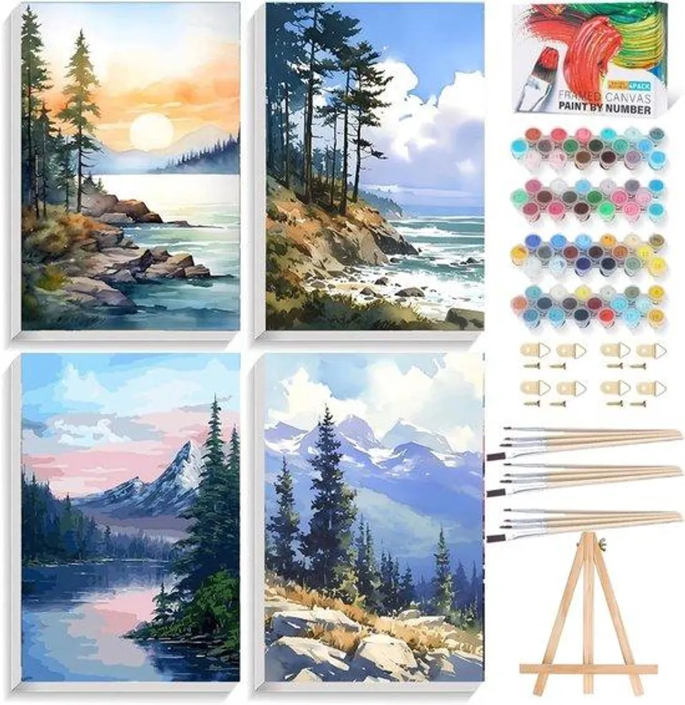 Cadres Photo Paysages - Kit DIY Loisirs Créatifs Adultes - Lot de 4 Pièces