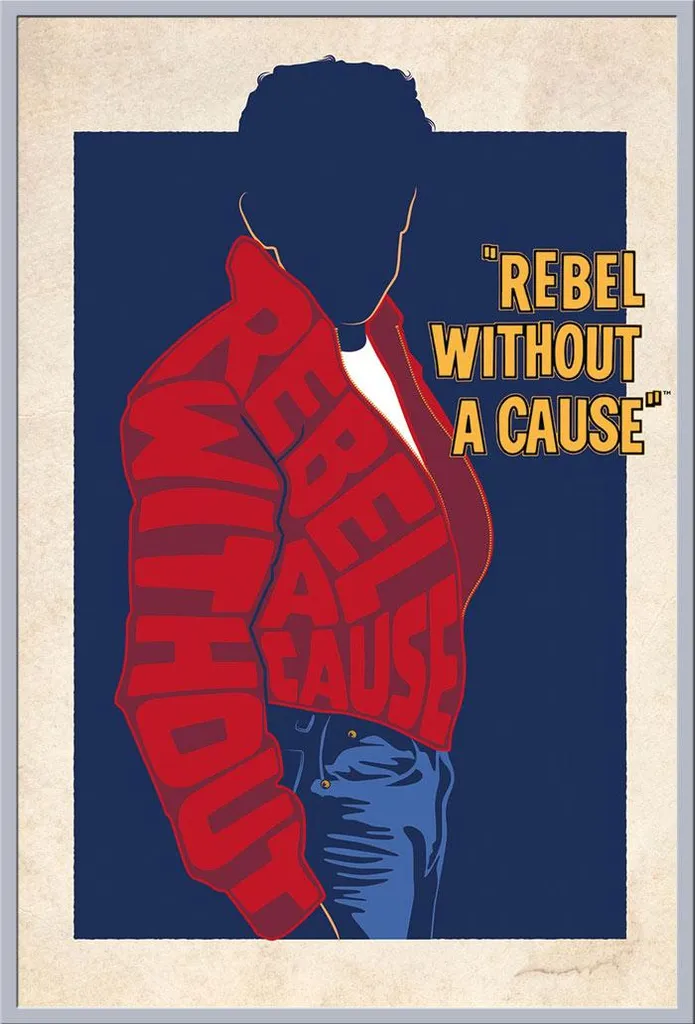 Affiche James Dean avec Cadre Argenté Incassable pour Déco Ciné Sans Risque