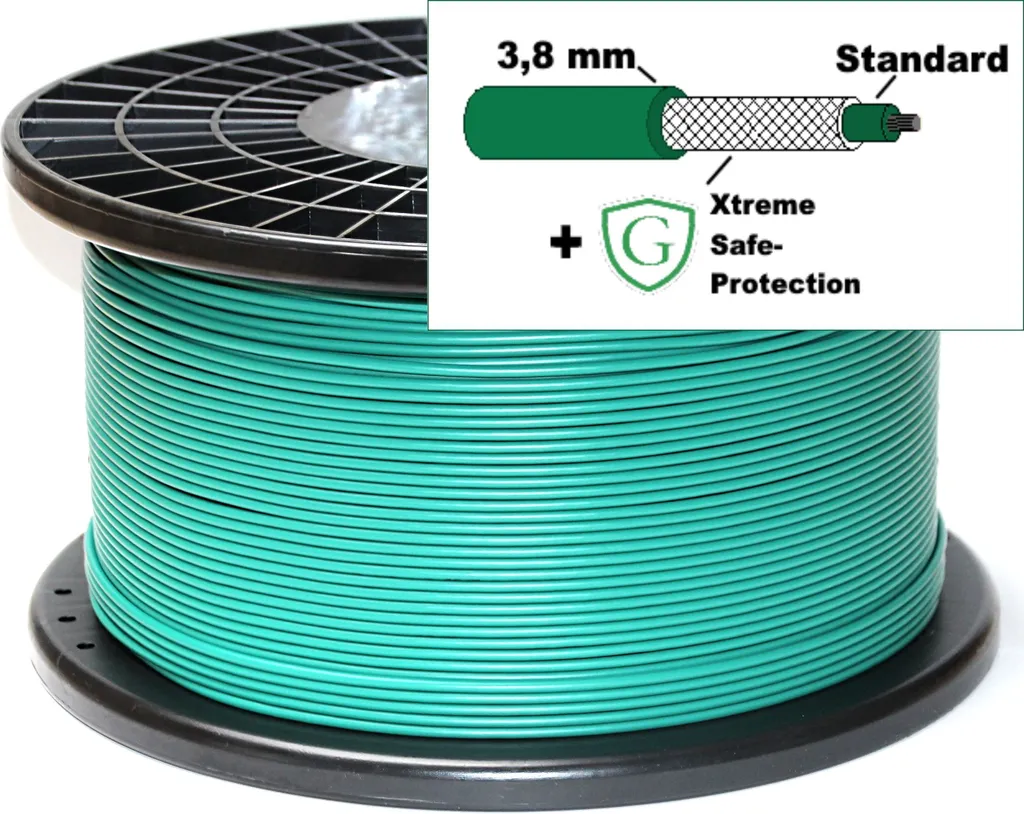 Cavo di sicurezza per tosaerba robotizzato + guaina XTREME SAFE-PROTECTION - filo di protezione perimetrale - avvolgicavo - Ø3,8 mm - compatibile con Tango E5 di John Deere ®, lunghezza:250m
