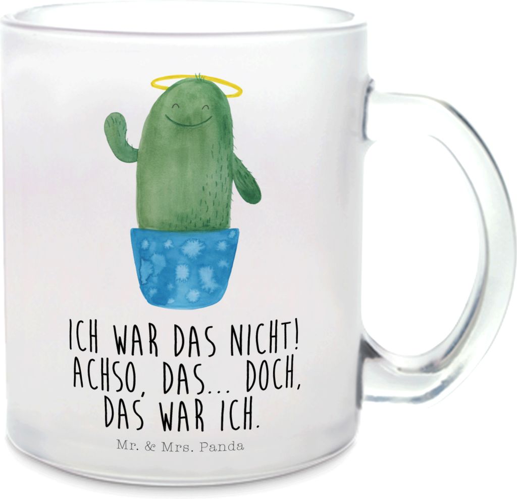Mr. & Mrs. Panda Teeglas Kaktus Heilig - Transparent - Geschenk, Pott, Haferl, Eltern, Freundin, Bruder, Kakteen, Häferl, Tee Tasse, Lustig, Teeta...