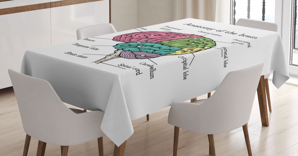 ABAKUHAUS Anatomie Tischdecke, In Der Struktur Des Gehirns Gefärbt, Schmutzabweisent mit Modernster Druck Technologie Waschbar Klare Farben, 140 x...