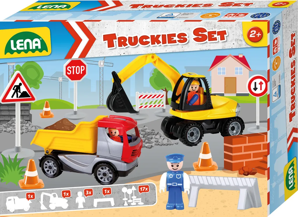 Jouet de Chantier pour Enfant avec Camions et Figurines Lena Truckies