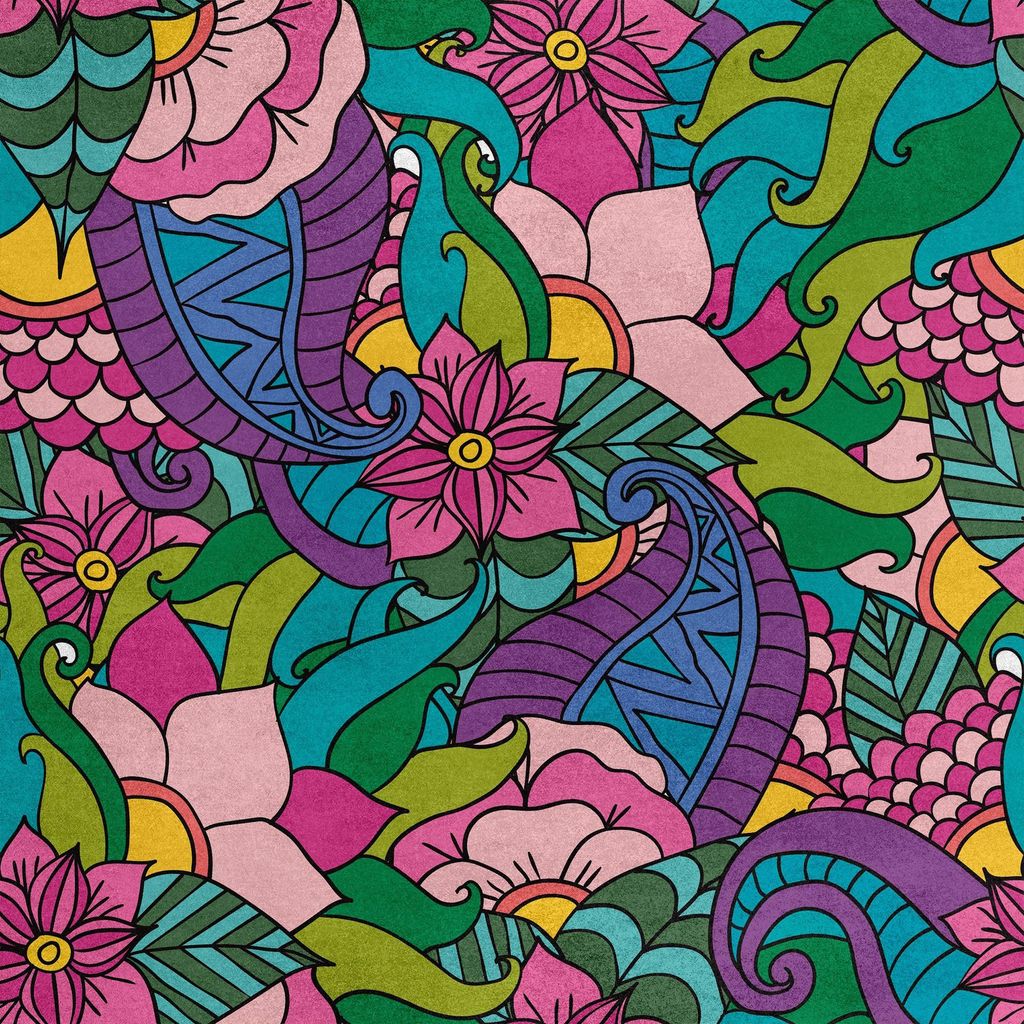 Royal Samt Stoff Polyester Zum Nähen - Motiv ethnische Blumen