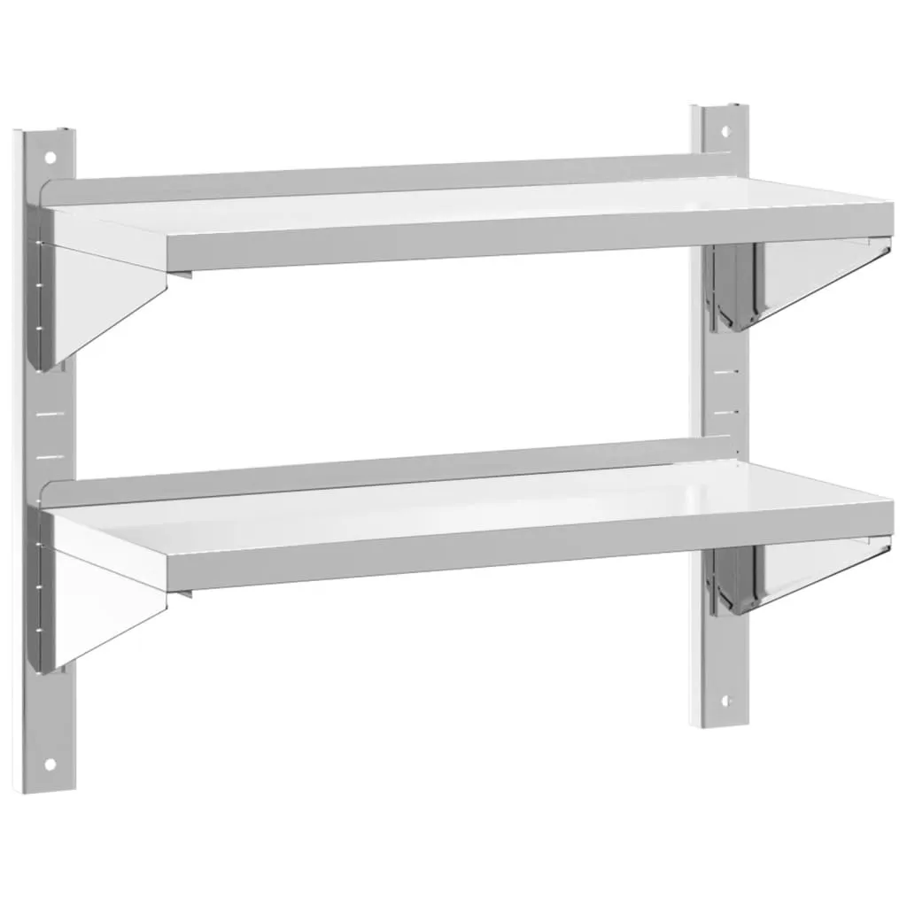 SYFAX Mensola Muro Acciaio Inox 2 Ripiani 75x30x60cm | Offerta Online