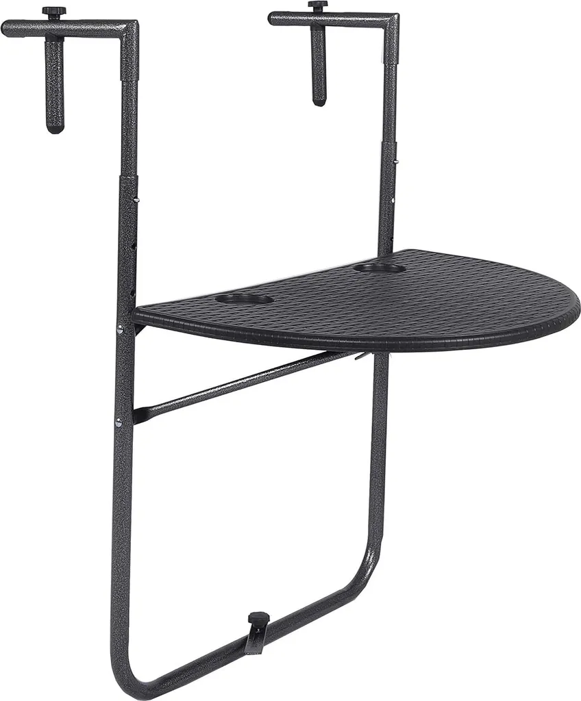 Table de balcon suspendue pour petit déjeuner et café terrasse noire