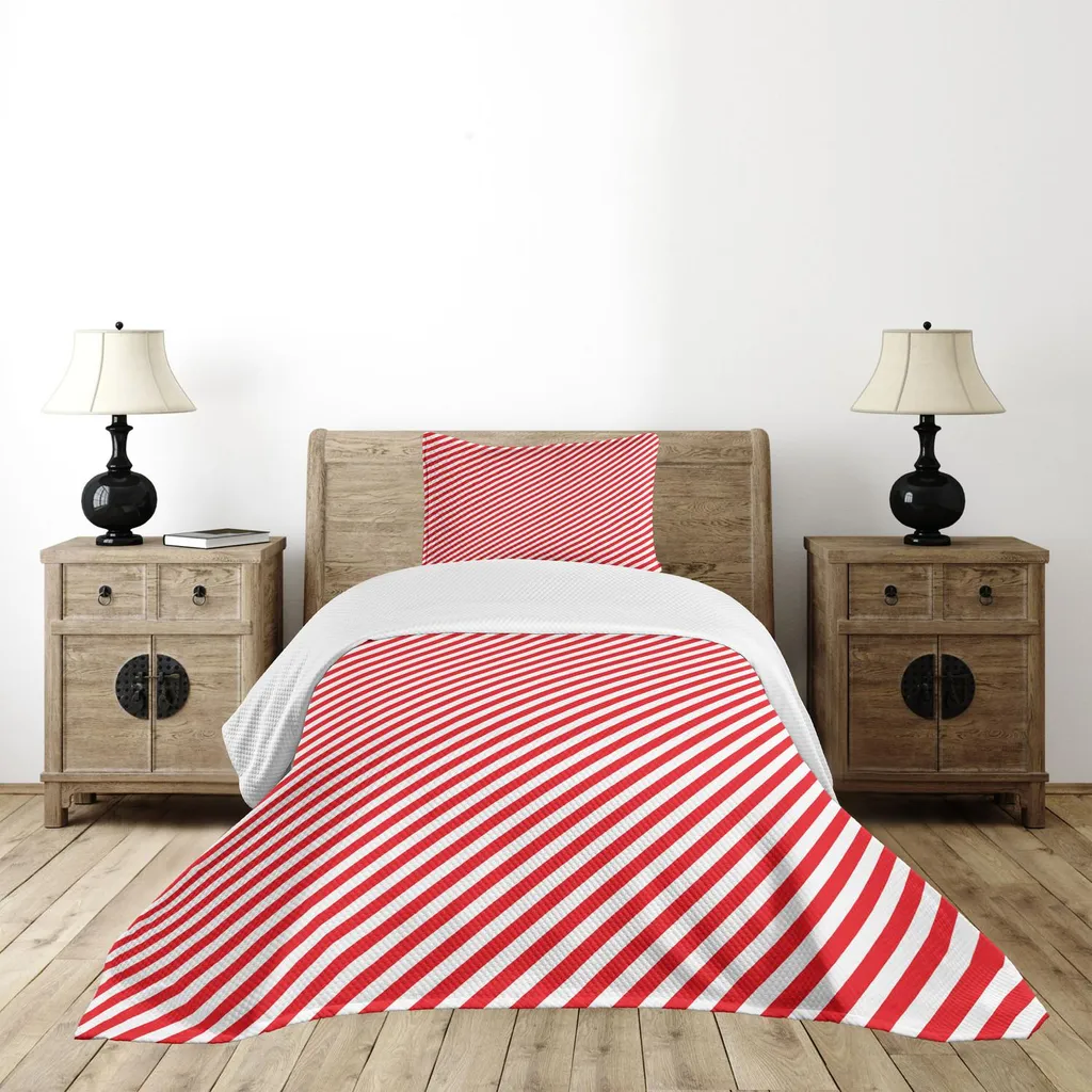 Copriletto Natalizio ABAKUHAUS 170x220 Rosso e Bianco Moderno