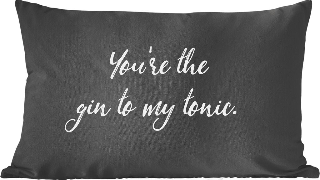 MuchoWow Zierkissen Sofakissen Wohnzimmer Dekokissen 60x40 cm Zitate - Liebe - Du bist der Gin zu meinem Tonic - Sprichwörter - Ehepaar - Kopfki...
