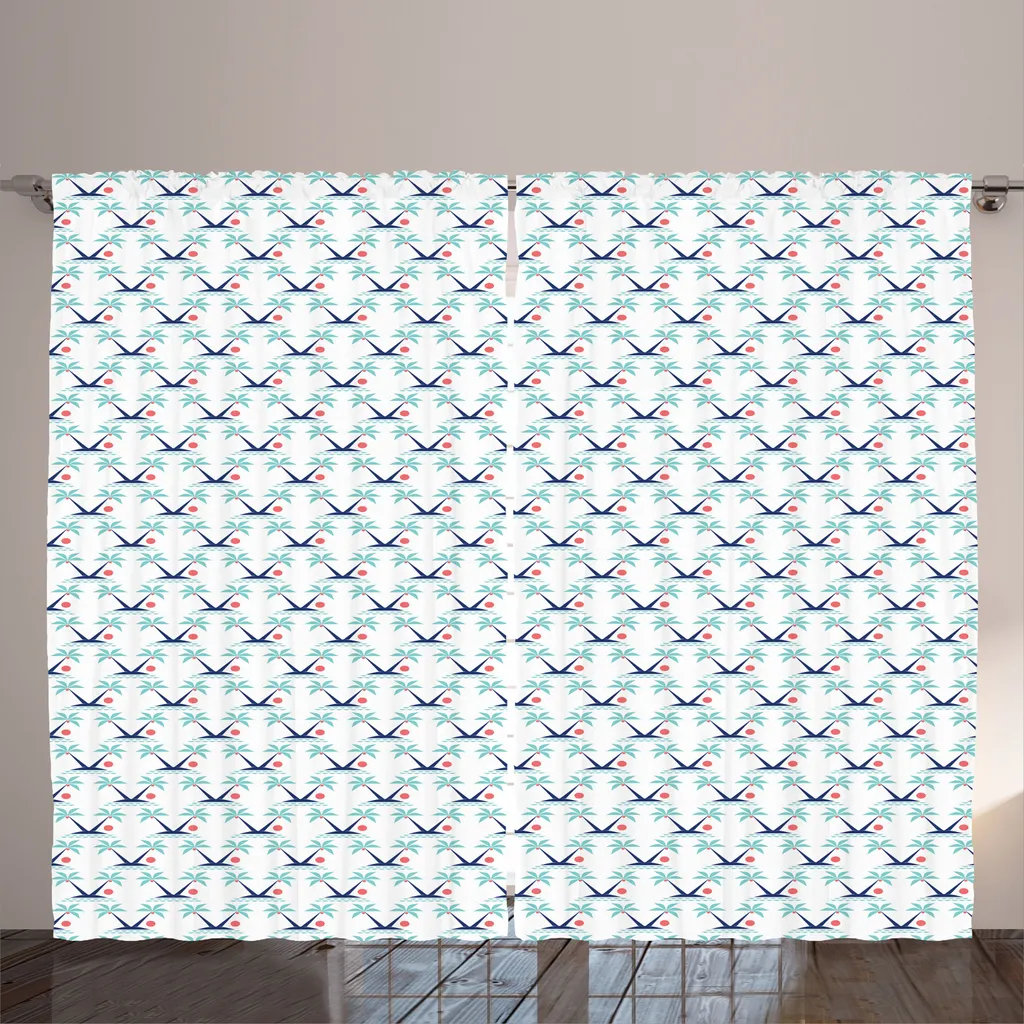 Rideau de Salon Tropical pour une Ambiance Été et Vacances 280x225cm