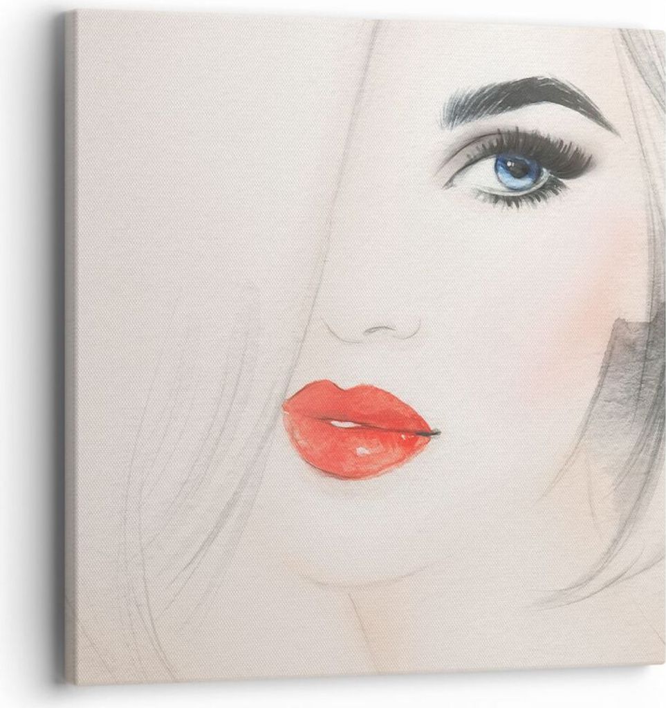 Bild auf Leinwand - Leinwandbild - Frau Gesicht Lippen - 40x40cm - Wand Bild - Wanddeko - Wandbilder - Leinwanddruck - Bilder - Kunstdruck - Wandde...