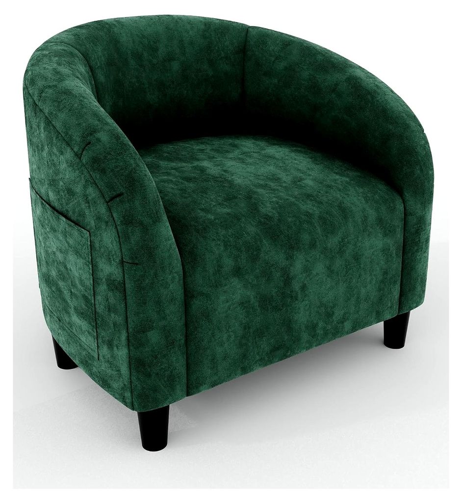 Sessel für Wohnzimmer, Loungesessel, Relaxsessel, Lesesessel mit Leinenoptik, Polstersessel für Schlafzimmer, Akzentstuhl aus Samt (Grün)