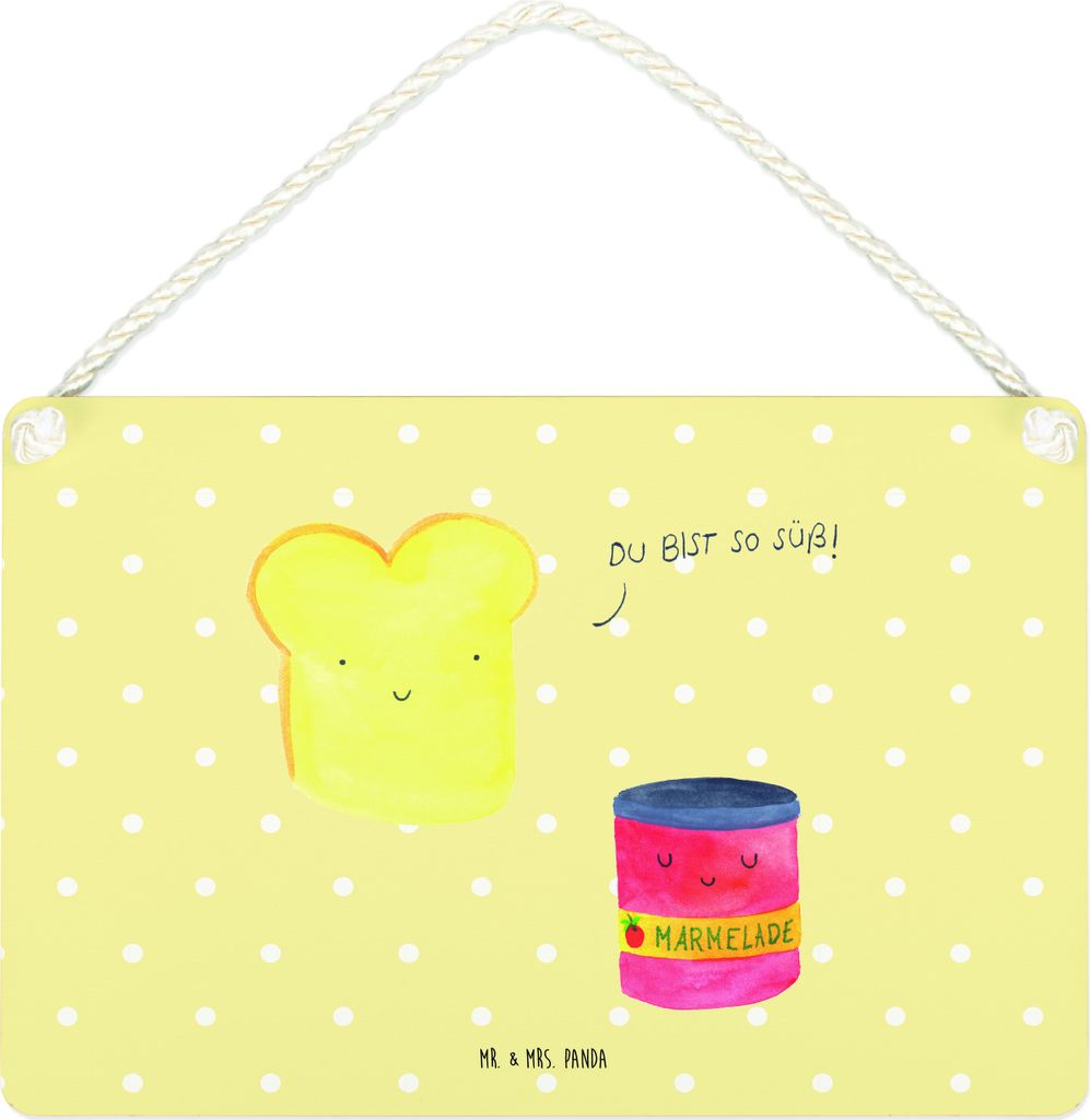 Mr. & Mrs. Panda Holzschild Toast Marmelade DIN A4 - Gelb Pastell - Geschenk, Brot, Türschild, Wandbild Holz, sprüche schild, Dreamteam, Lustige,...