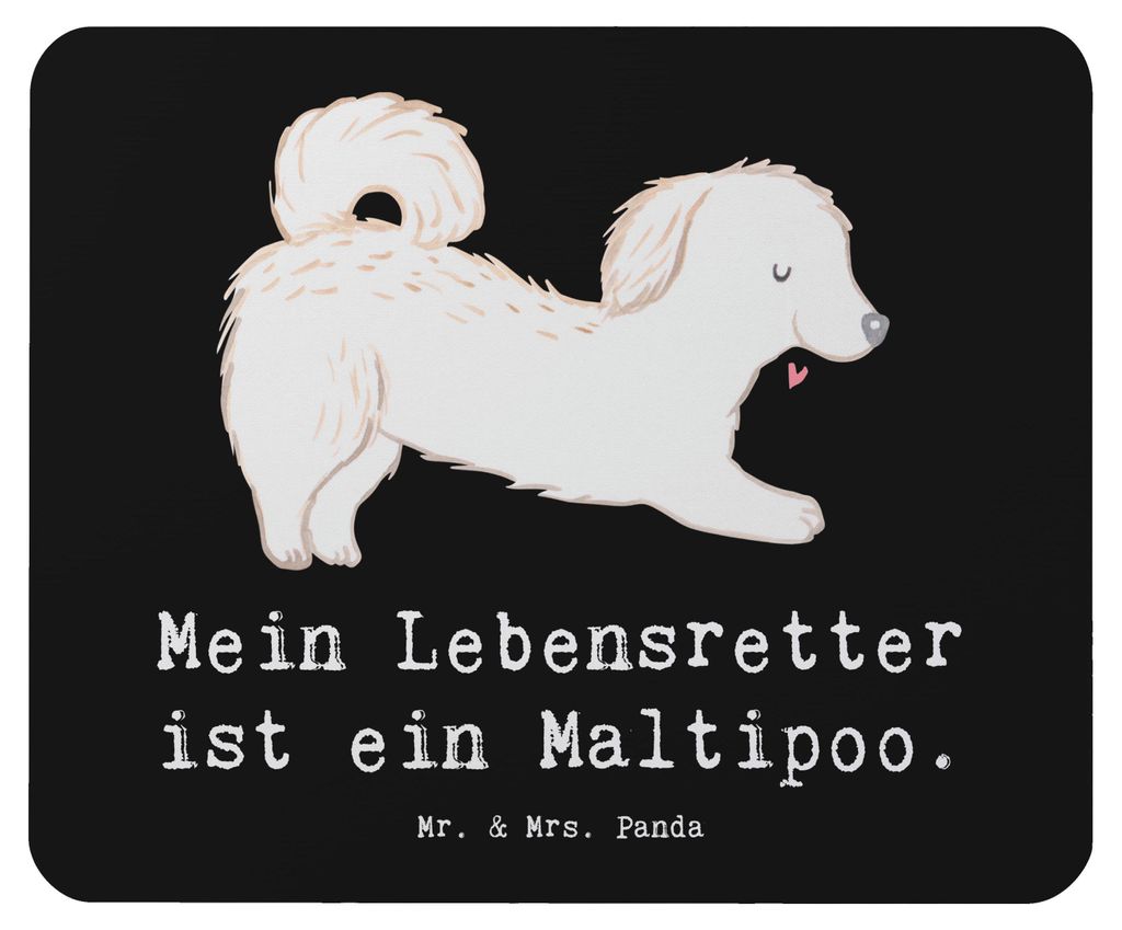 Mr. & Mrs. Panda Mauspad Maltipoo Lebensretter - Schwarz - Geschenk, laptop, Kreuzung, Mischling, Mouse Pad, computermatte, pc mausunterlage, Mousepad