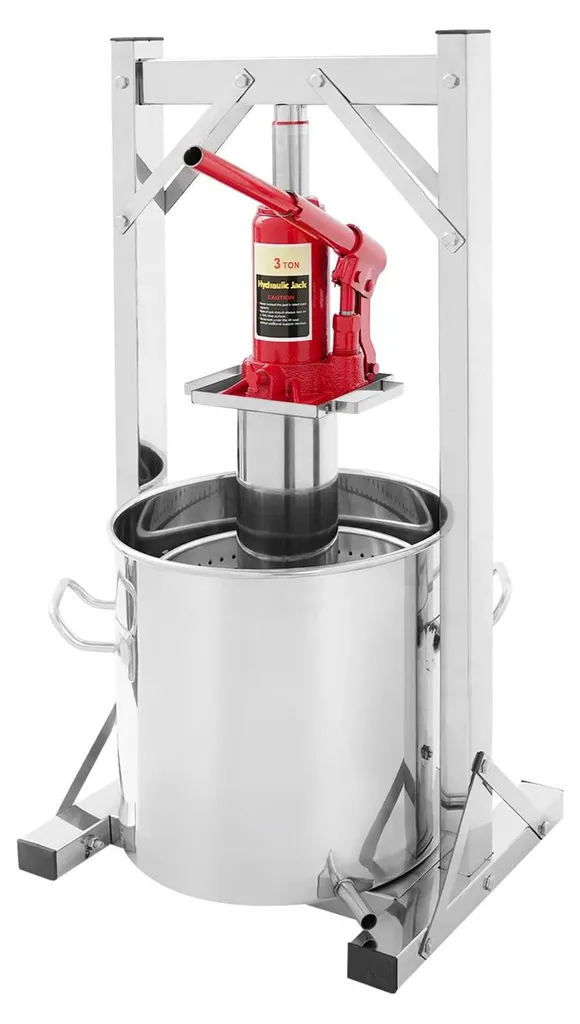 Pressoir à fruits manuel 12L en inox pour jus de pomme et vin maison