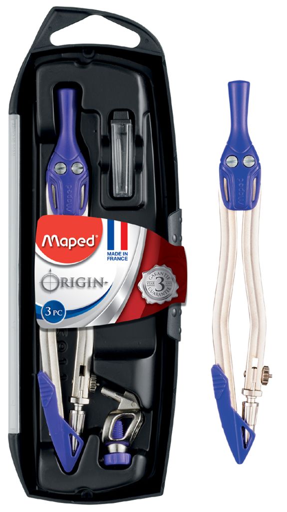 Maped Zirkelkasten Origin 3-teilig farbig sortiert