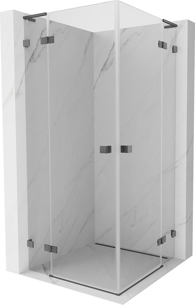 Mexen Lunar L Duo Duschkabine, Schwenktür, 120 x 120 cm, transparent, gebürstet gungray - 834L-120L-120P-66-00