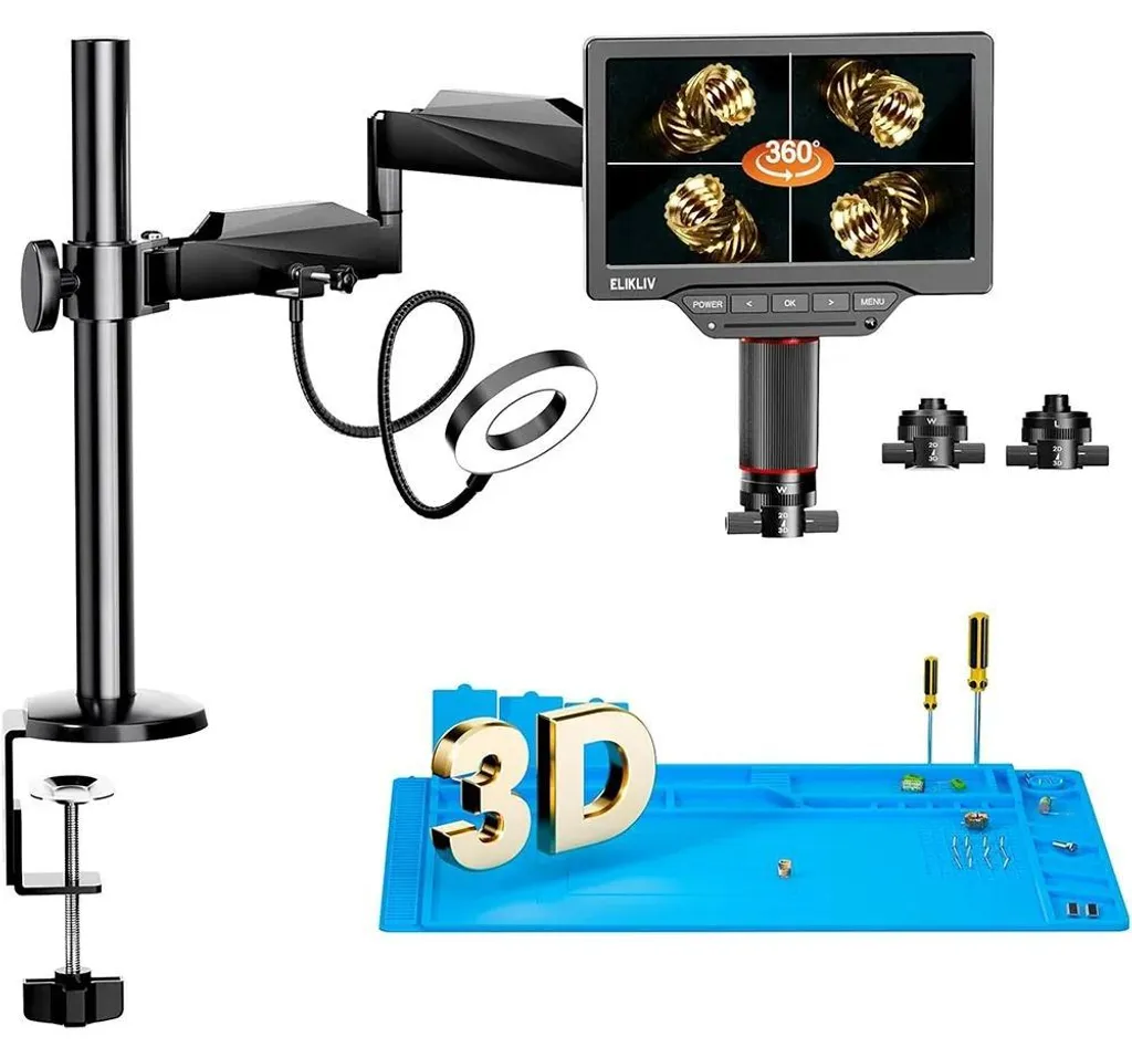 Microscope numérique 3D avec double lentille magnétique et tapis