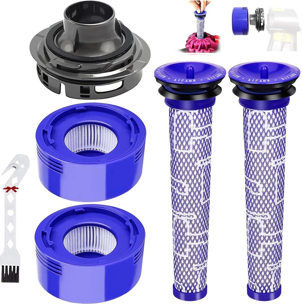 5Pcs Motor Heckabdeckung + Filter + Vorfilter Set Ersatz für Dyson V7 V8 Staubsauger Staubsauger Zubehör, für Dyson Motorabdeckung HEPA filter-S...