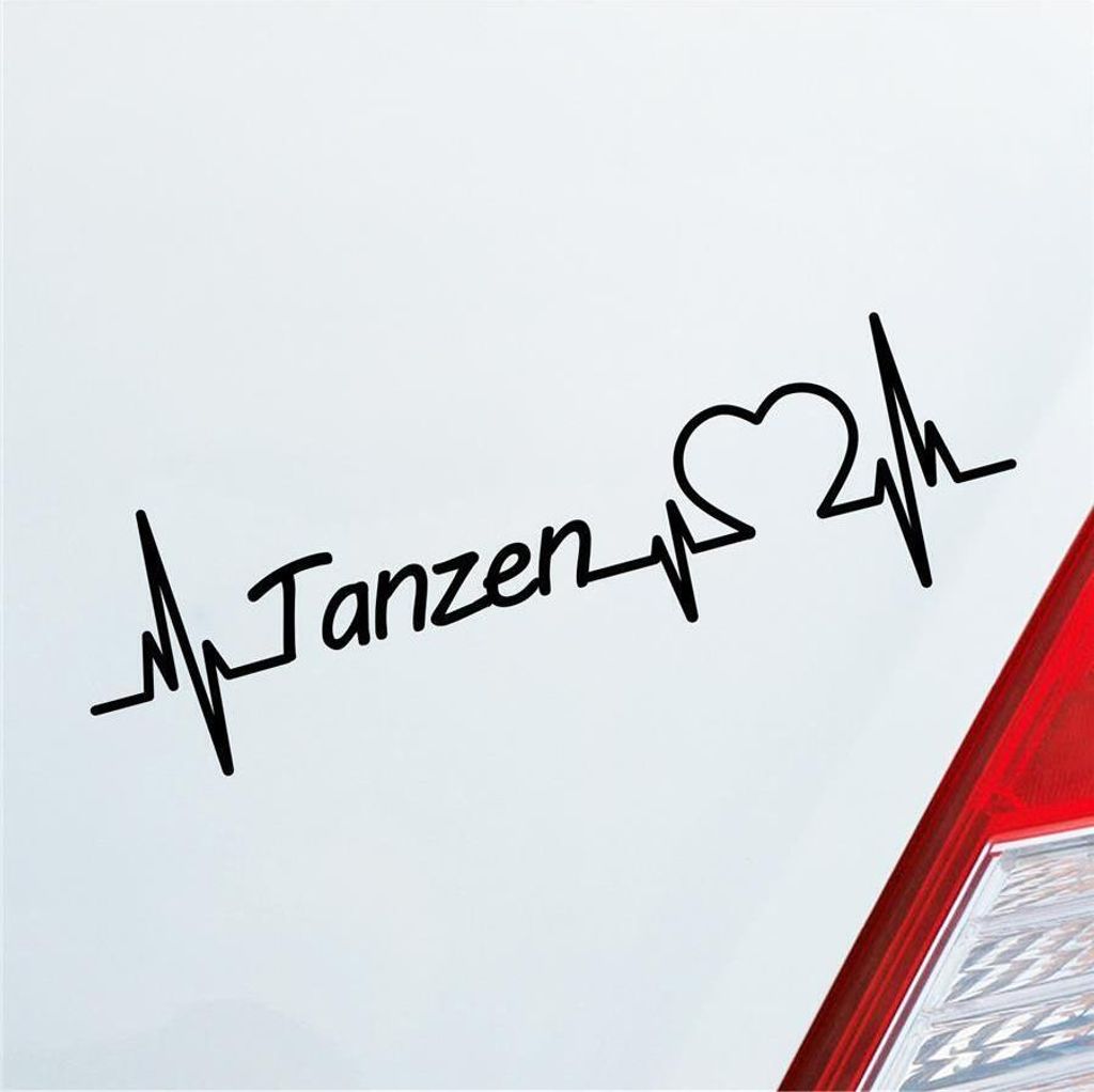 Auto Aufkleber Tanzen Herzschlag Tanzsport Partner Musik Sport Liebe 19x19 cm Schwarz Glanz Sticker Heckscheibenaufkleber