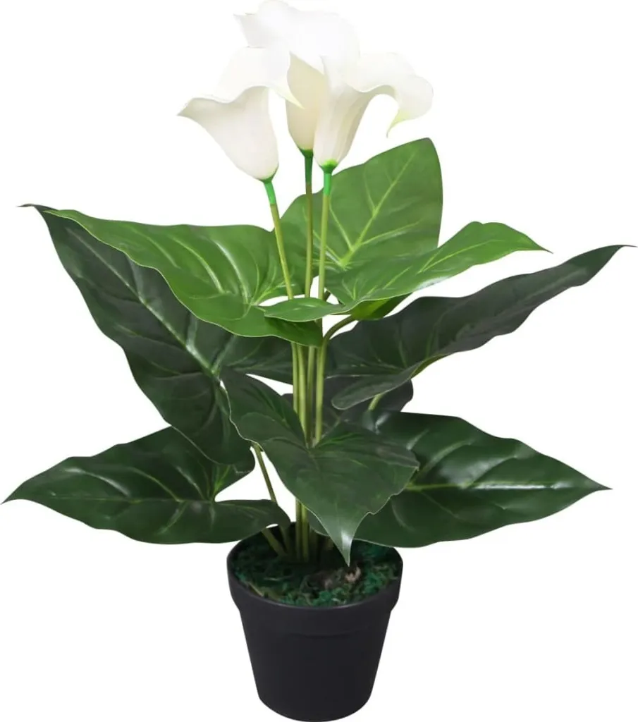 Pianta Artificiale Calla Bianca 45 cm | Design Essenziale Zen con Vaso